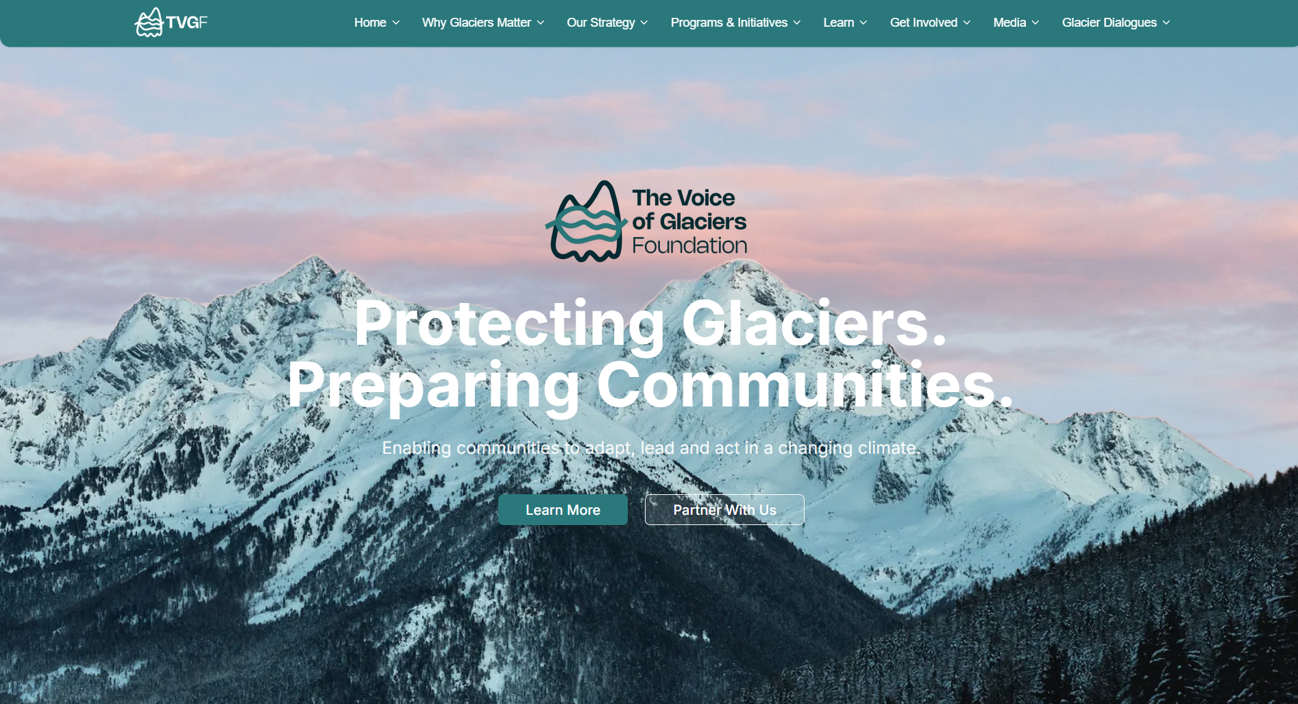 Screenshot of The Voice of Glaciers Foundation website